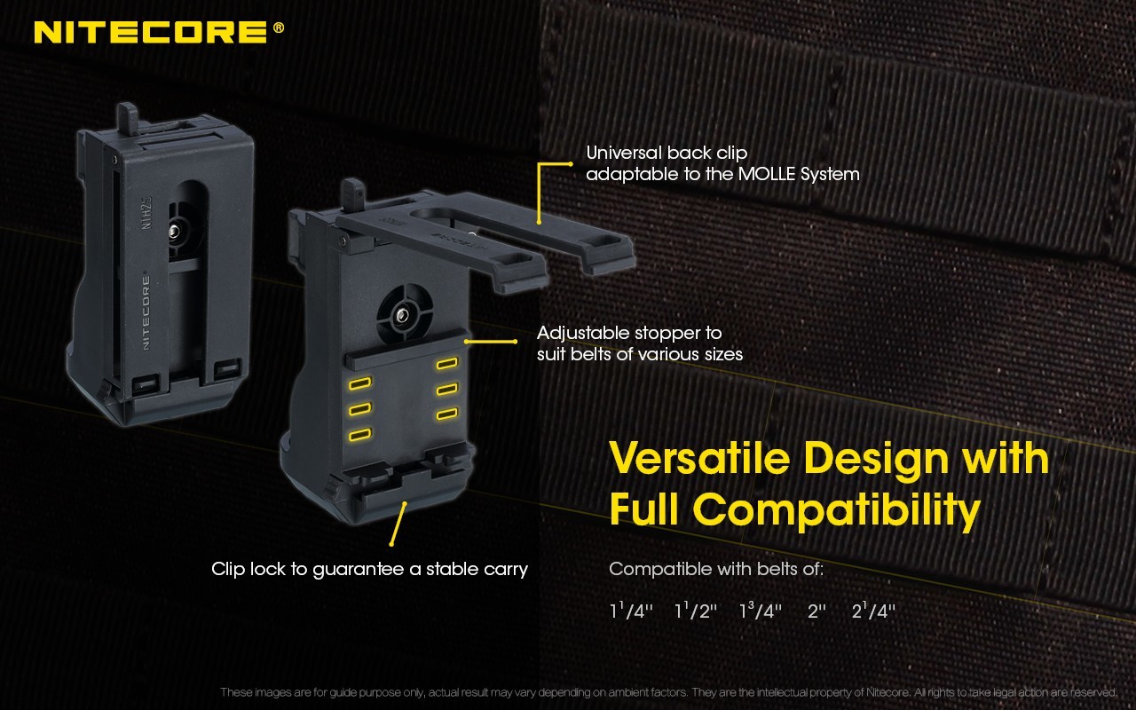 NITECORE NTH25 Rotary Flashlight Holster W/ Adjustable Belt Clip for Flashlights