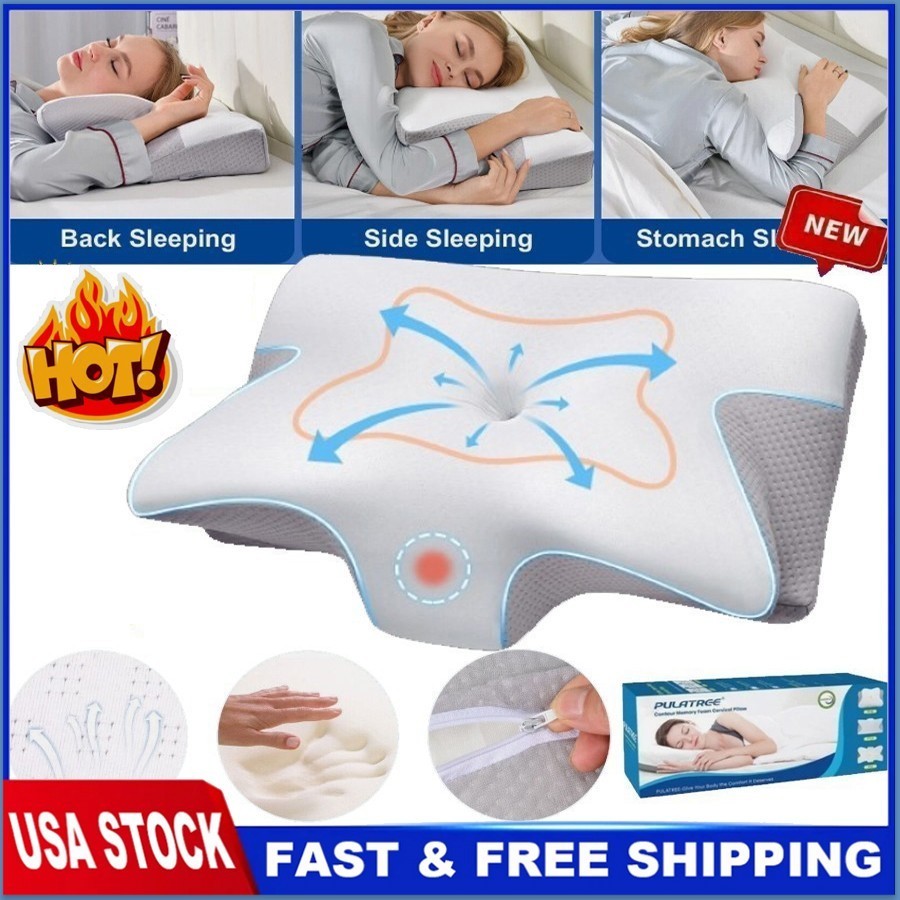Cervical Neck Pillow for Pain Relief -Ergonomic Sleeper Pillow for Neck Supports