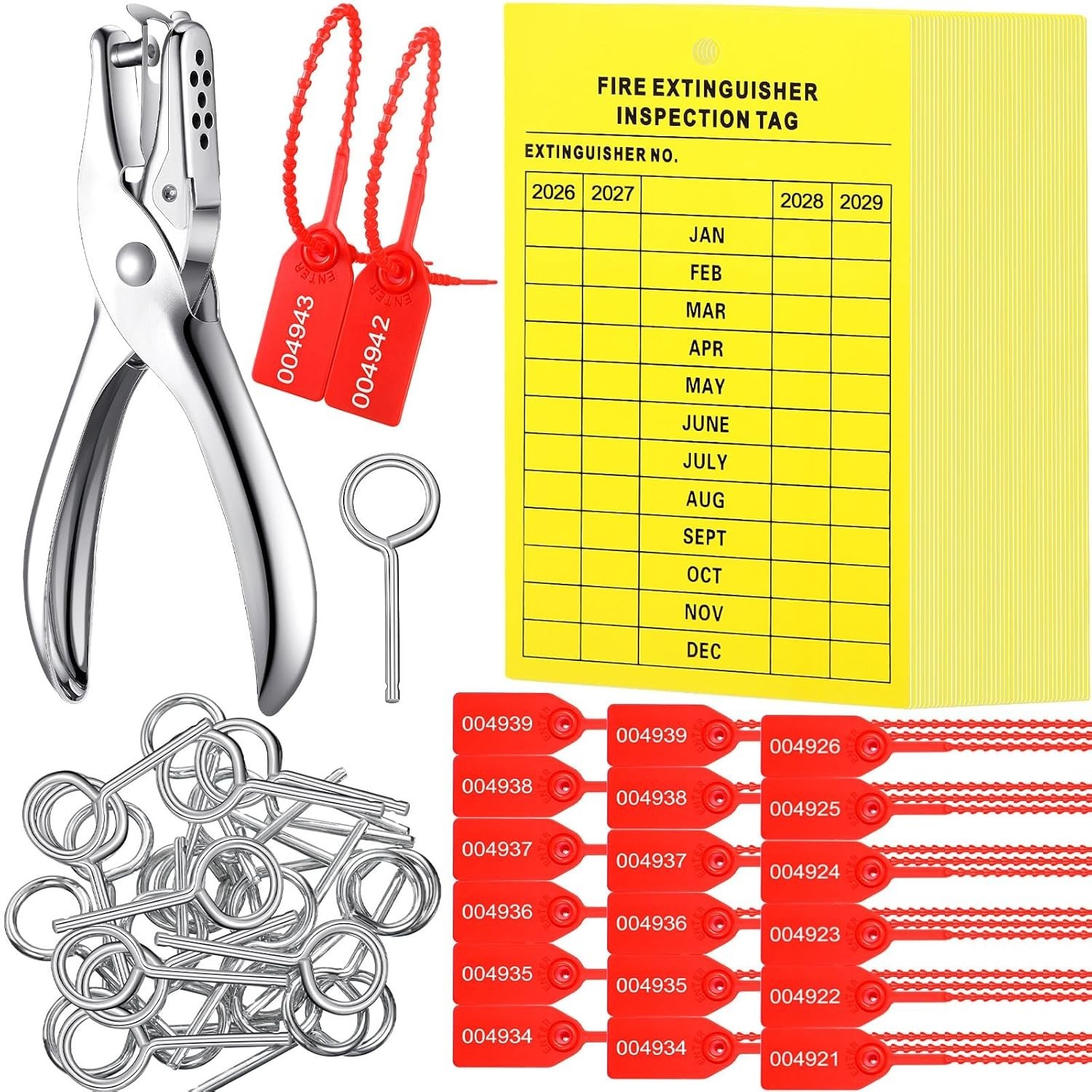 76 Pcs Monthly Fire Extinguisher Inspection Tags Set Including 4 Years Mainte
