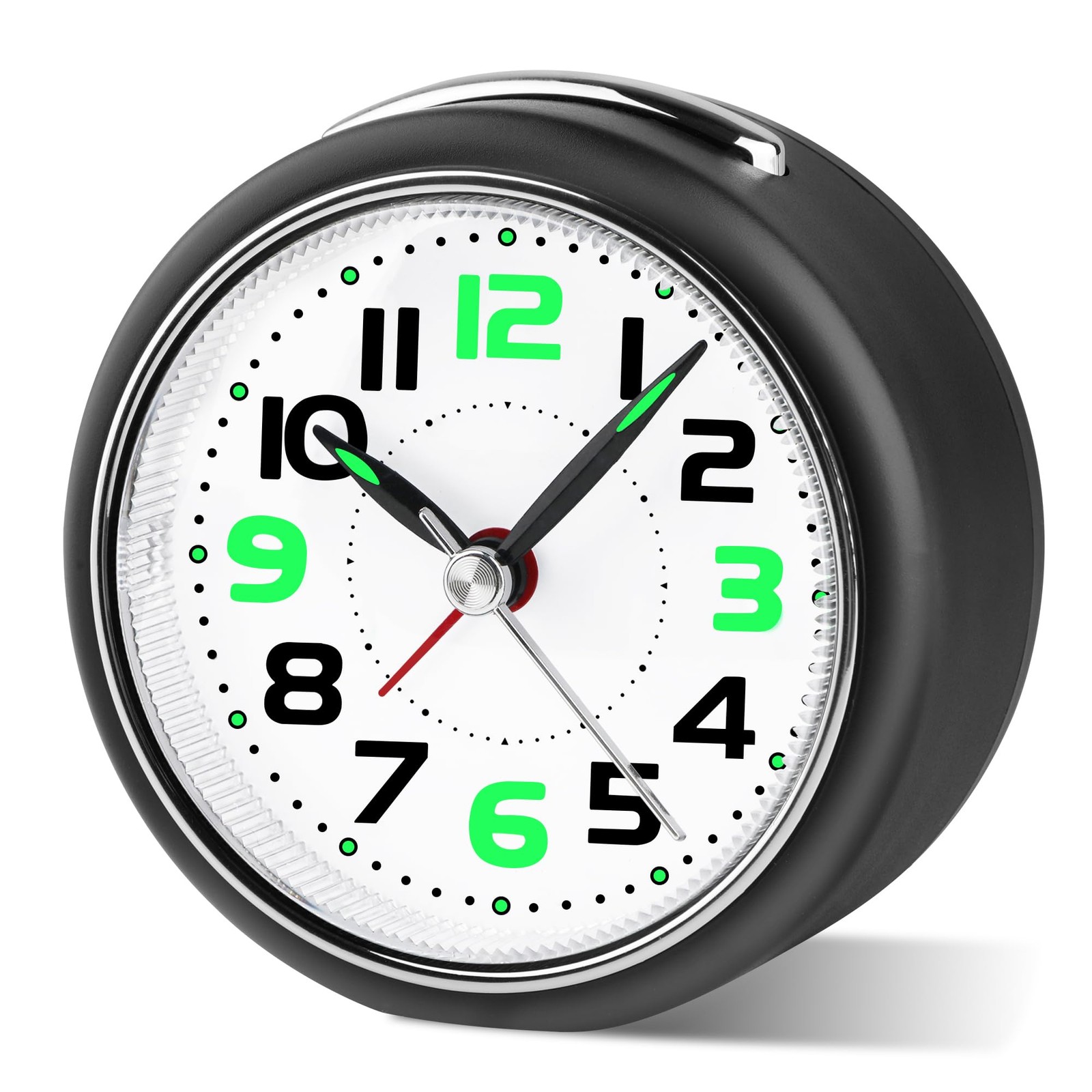 DTKID 3.27'' Analog Alarm Clock, Small Battery Operated Small, Black
