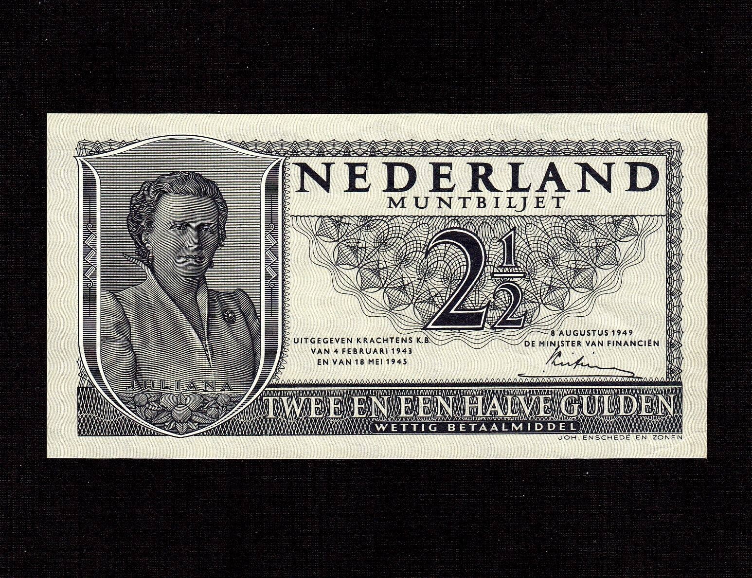 Netherlands, 2 1/2 Gulden 1949 P-73 UNC