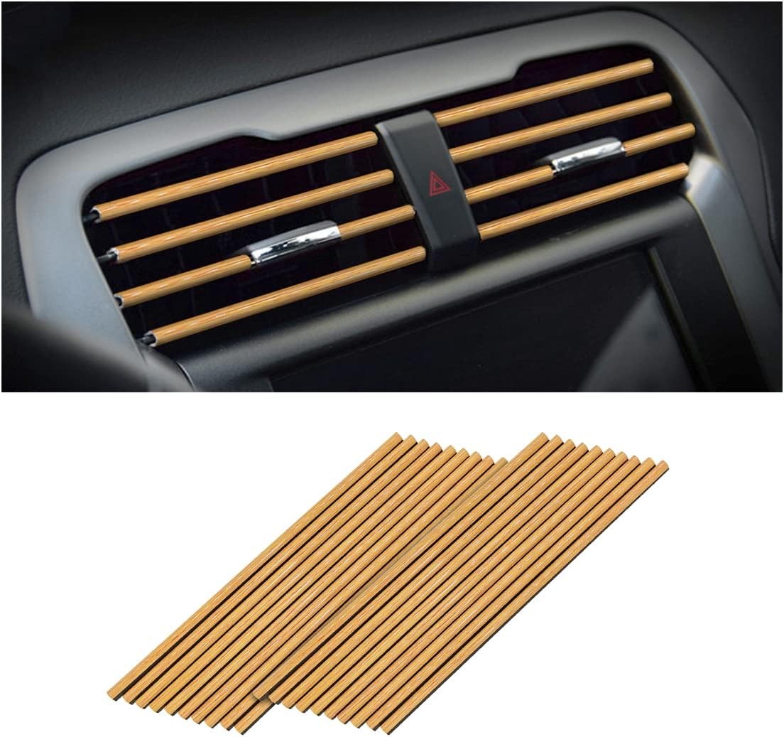 20PCS Car AC Vent Trim Strips, DIY Bendable Interior Accessories, Wood Pattern