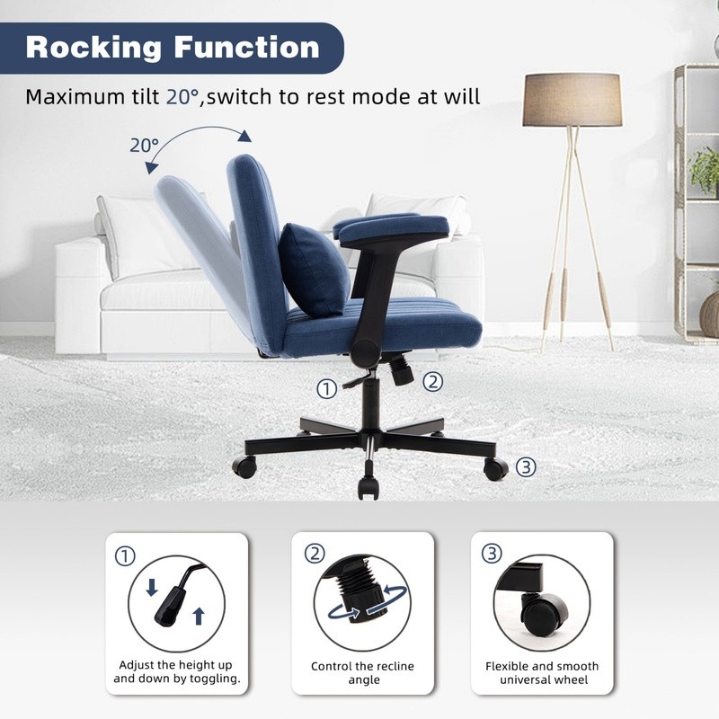 Modern Ergonomic Office Chair Adjustable Height Criss Cross Design W/ Pillow New