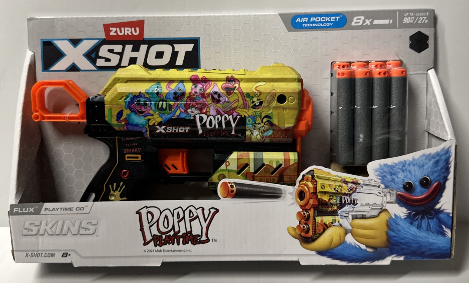 Zuru X-Shot Skins Poppy Playtime Company (8 Darts) Air Pocket Technology Flux
