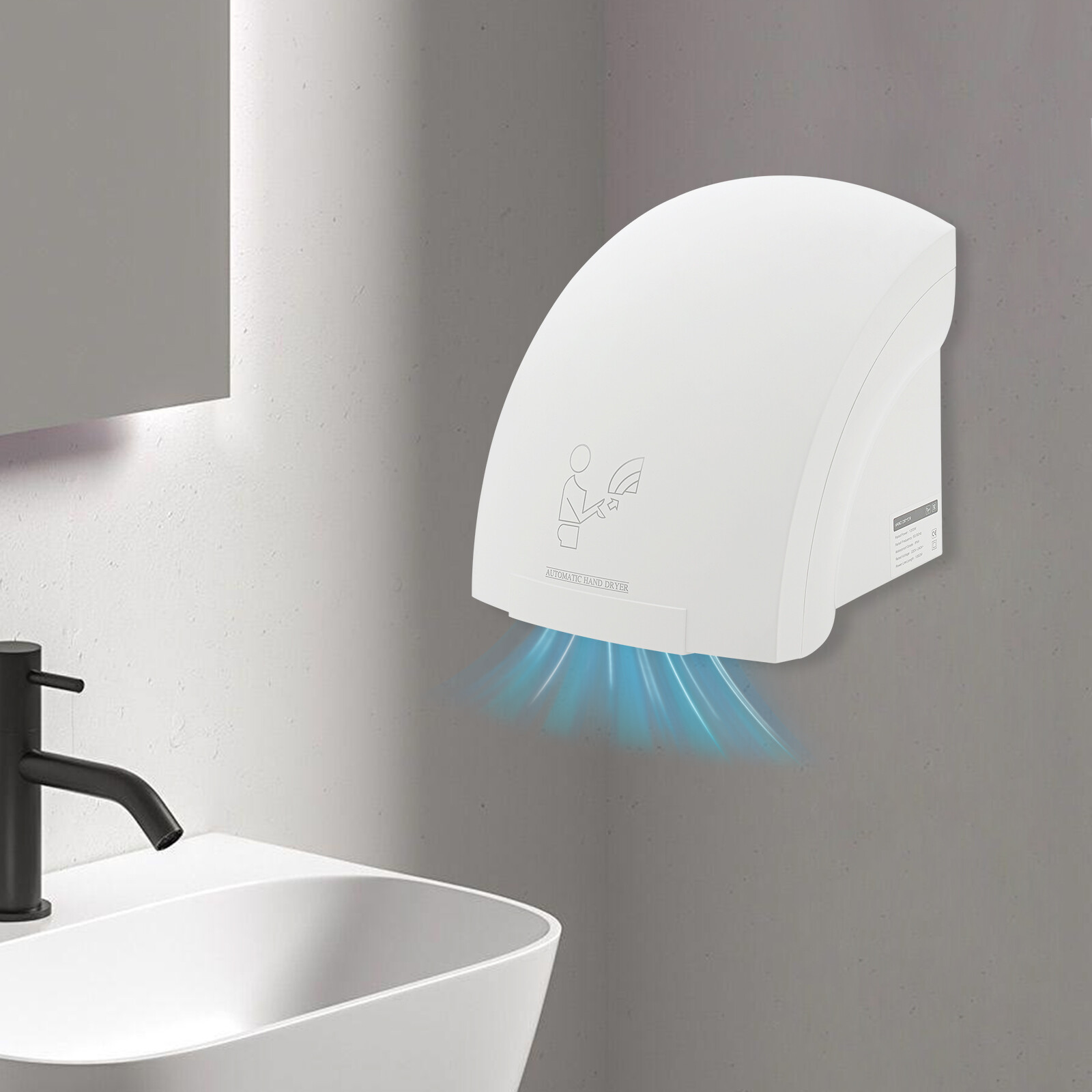 1200W Hand Dryer Commercial Electric Automatic Sensor Handy Bathroom Restroom