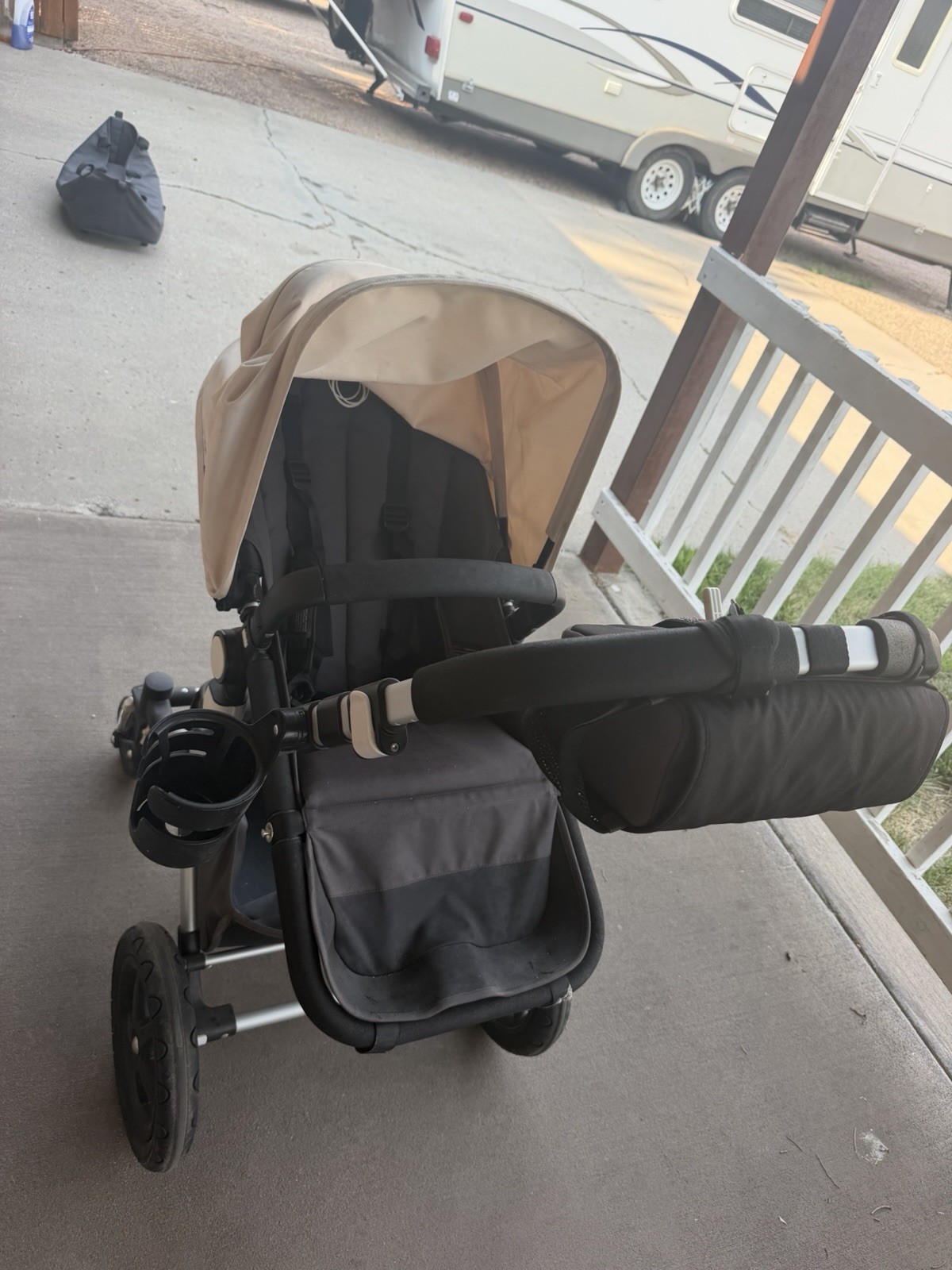 Bugaboo Cameleon 3 Single Stroller Black/Beige w Cup Holder & Accessories