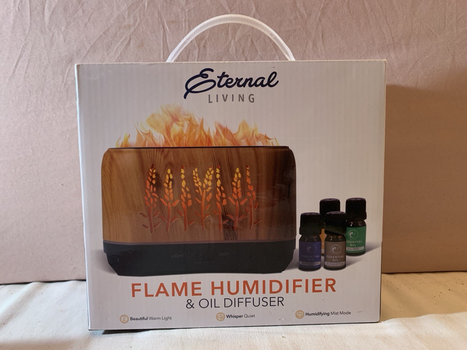 Eternal Living Flame Humidifier & Oil Diffuser with 4 Essential Oils Brand New.
