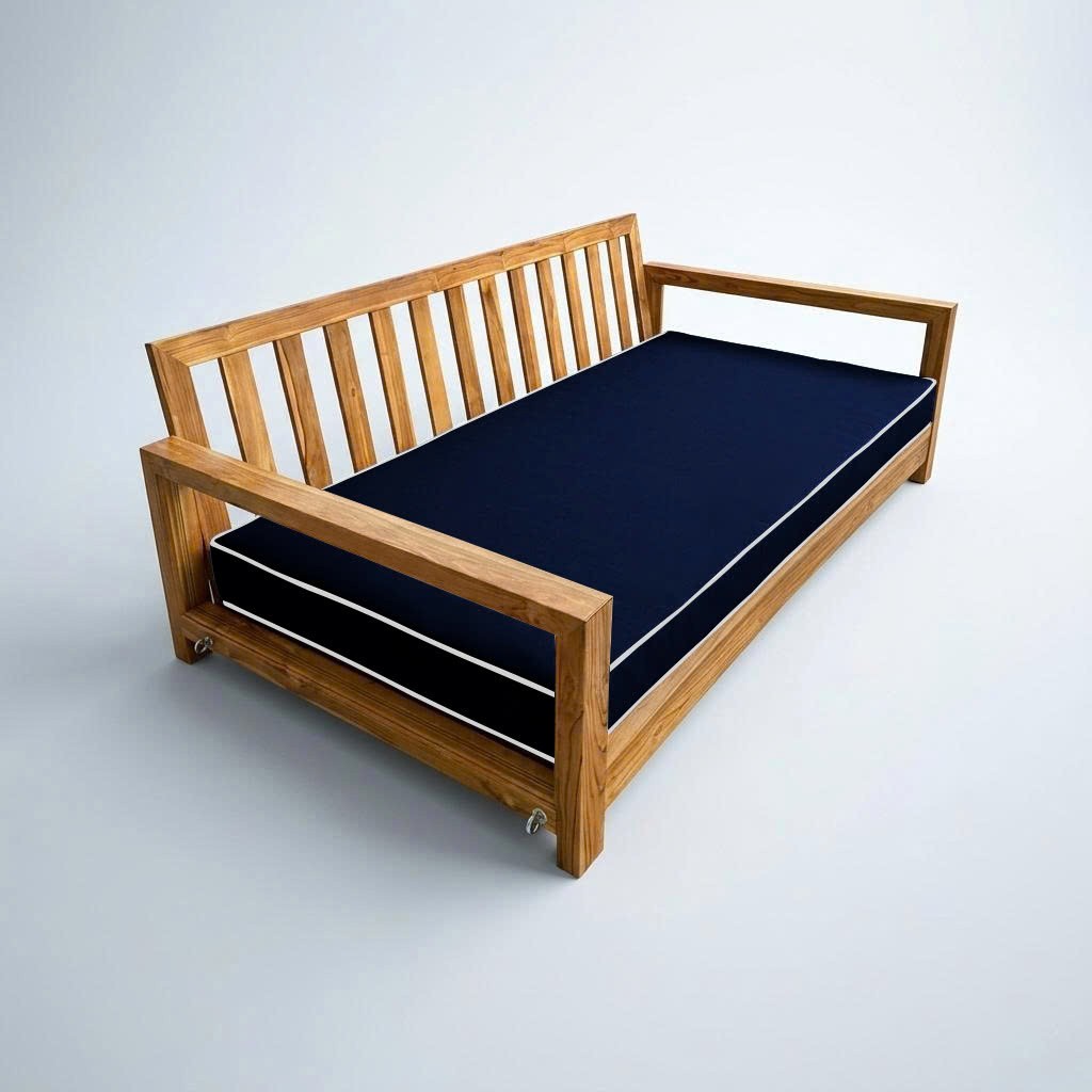 |COVER ONLY| Outdoor Contrast Trim 8" Twin Daybed Fitted Sheet Slipcover AD101