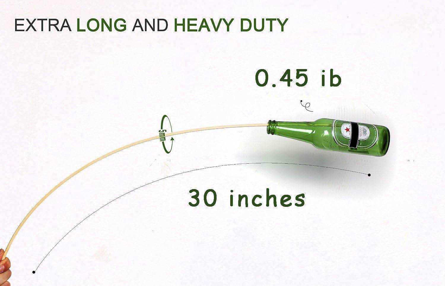 Bamboo Marshmallow Roasting Sticks with 30 Inch 5mm Thick Extra Long Heavy Duty