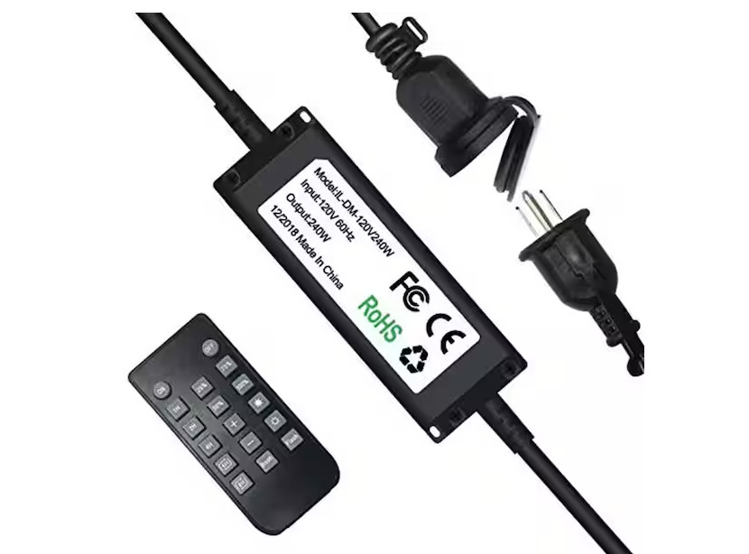 Outdoor 120V-240W Plug-in Dimmer Switch for LED String Lights w/ Remote Control