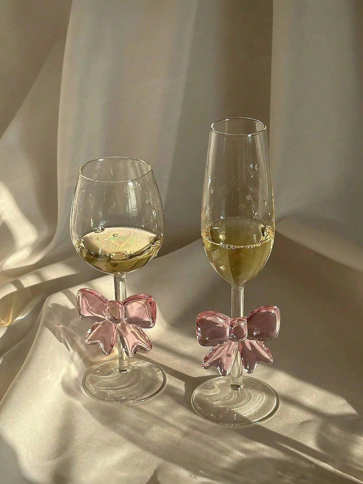 1Pc Creative Cute Girly Pink Bowknot Goblet Glass, French Vintage Design Wine