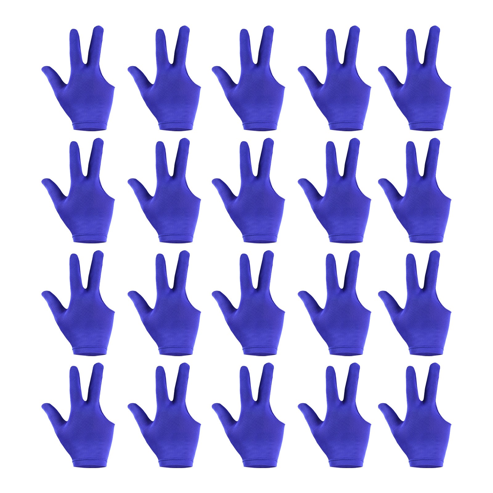 3 fingers billiard gloves, 20pcs billiard gloves, blue