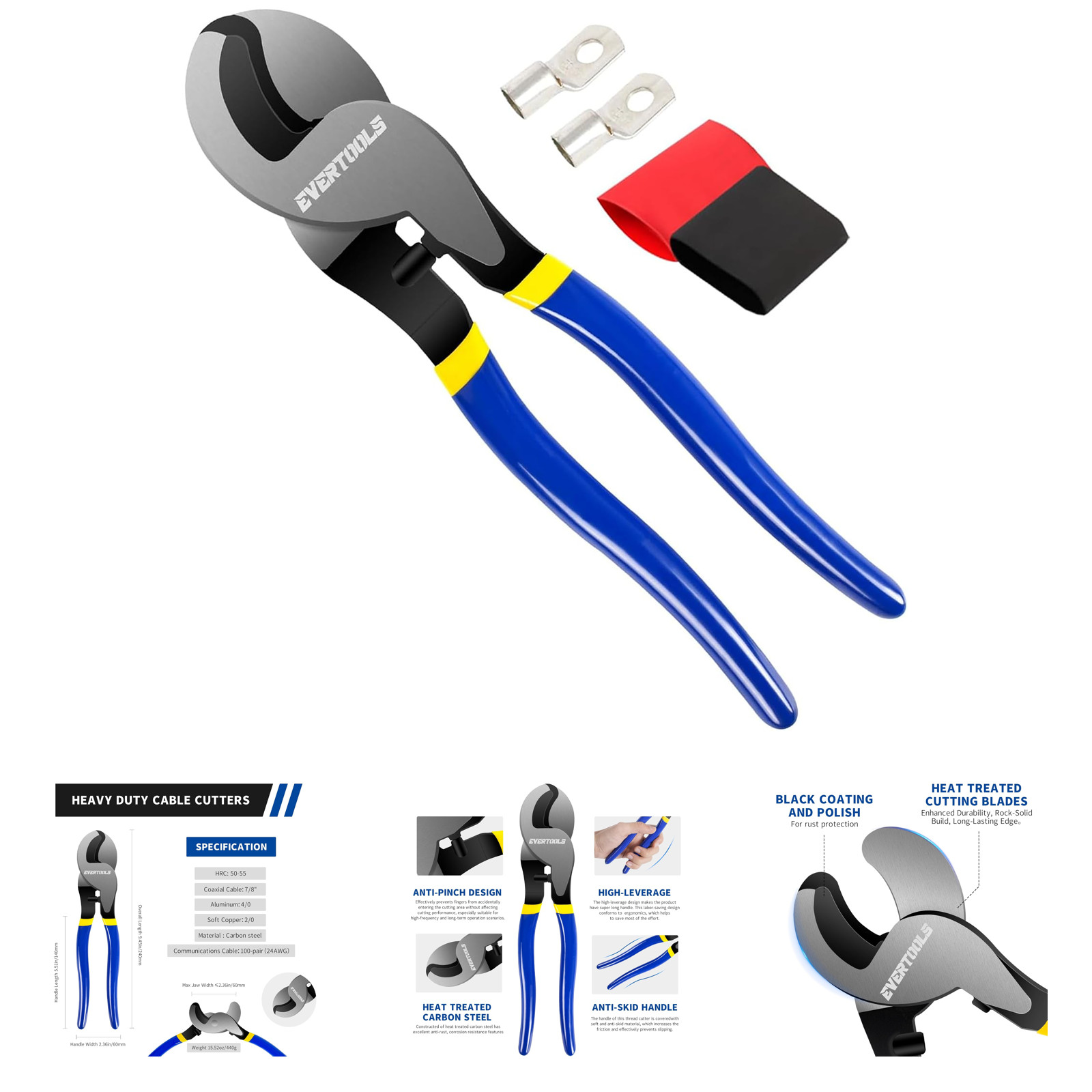 Cable Cutter Heavy Duty Aluminum Copper Wire Cutting Tool for Electrical Telecom