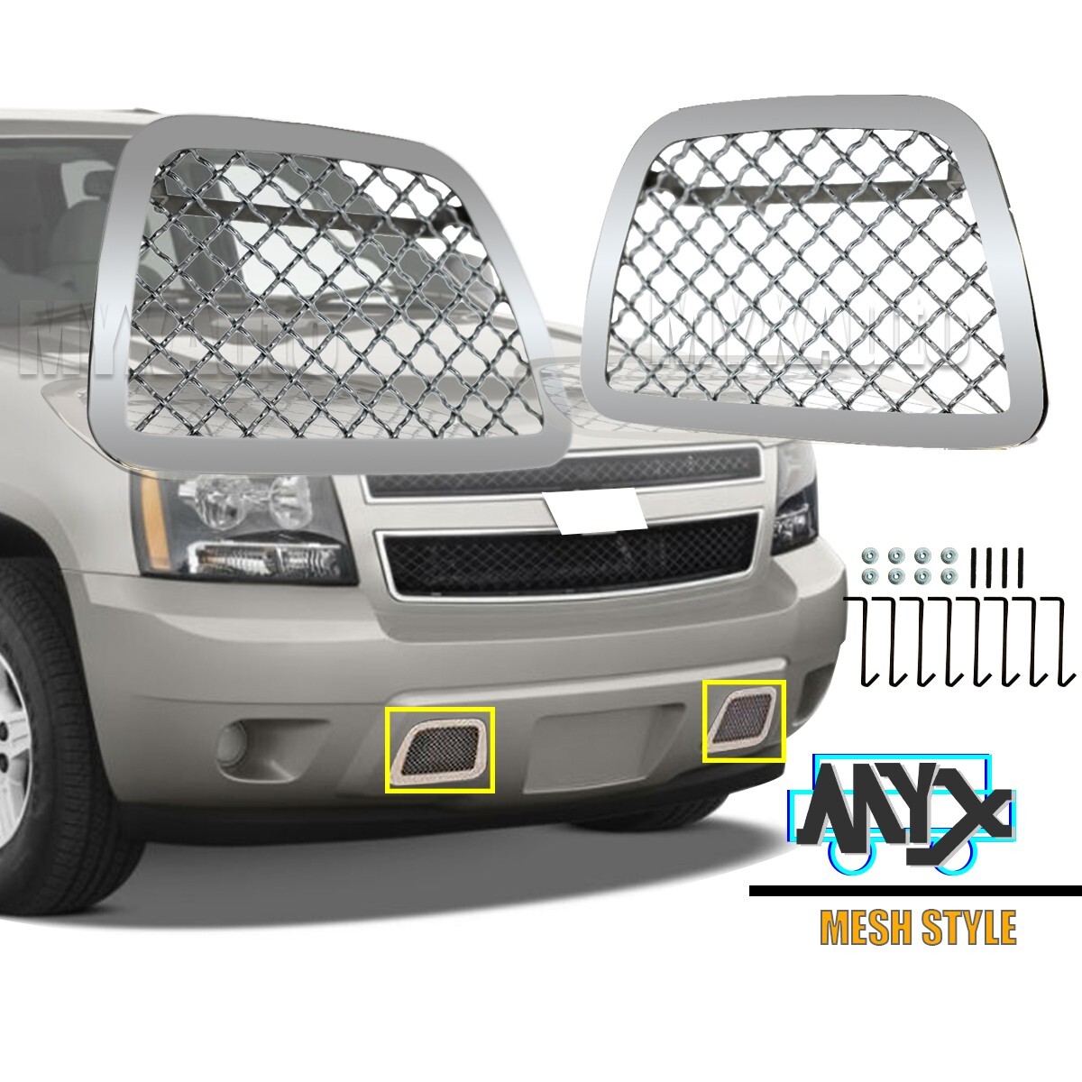 Fits 2008-2014 Tahoe/Avalanche/Suburban Stainless Steel Bumper Mesh Grille Grill