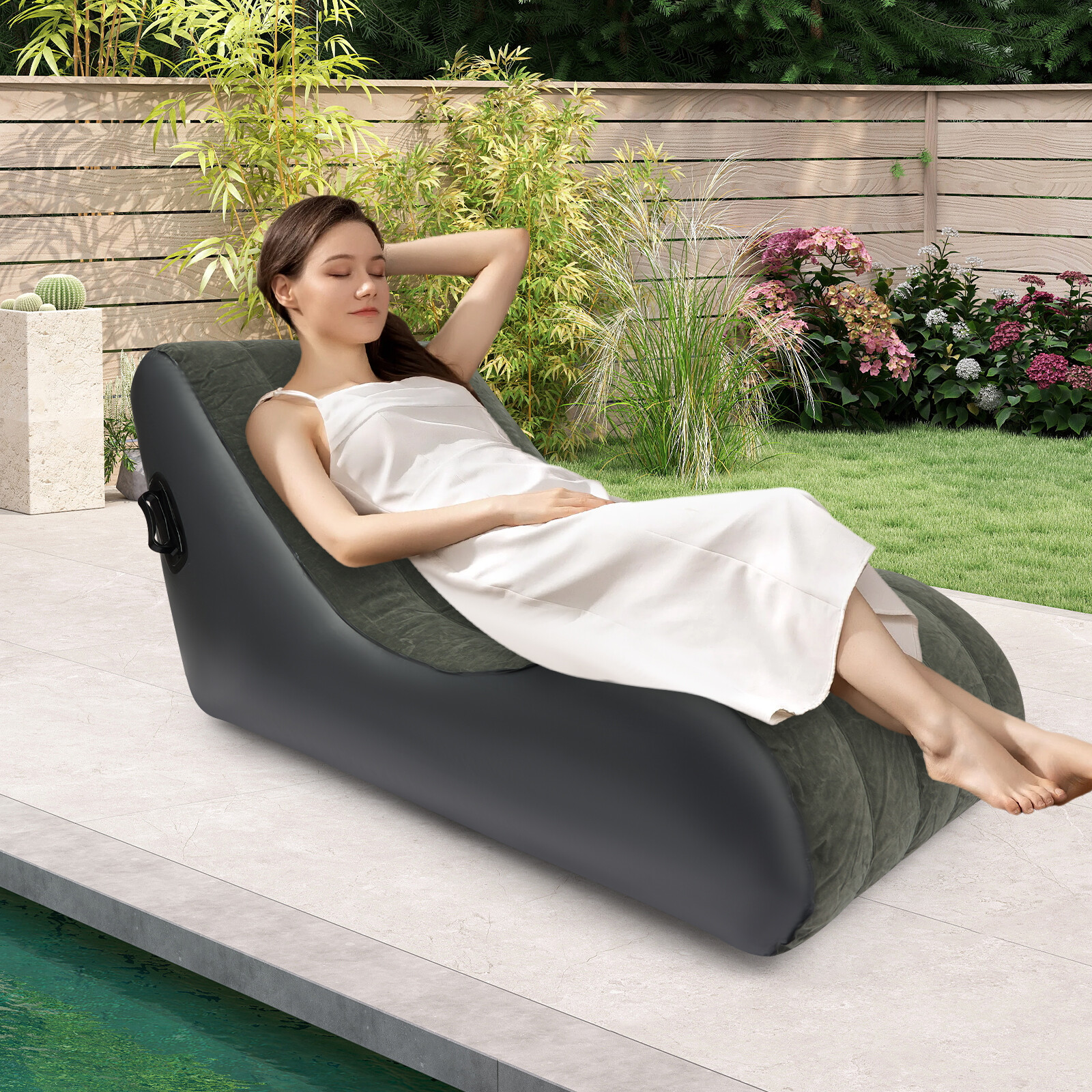 Modern Sofa Bed Inflatable Sofa Bed S-shaped Folding Sofa Bed 89.9*140*69.9cm