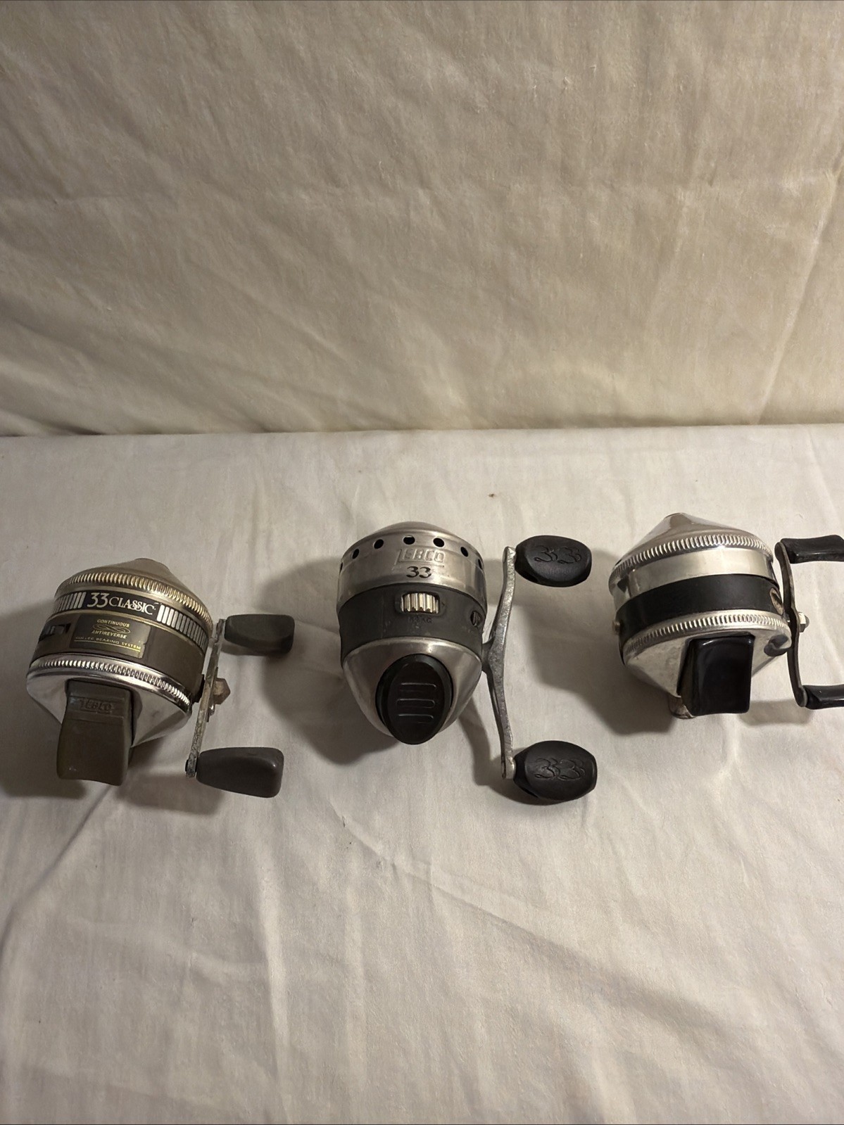 Vintage Zebco 33 Closed Face Lot of 3 All In Working Order older  fishing reels