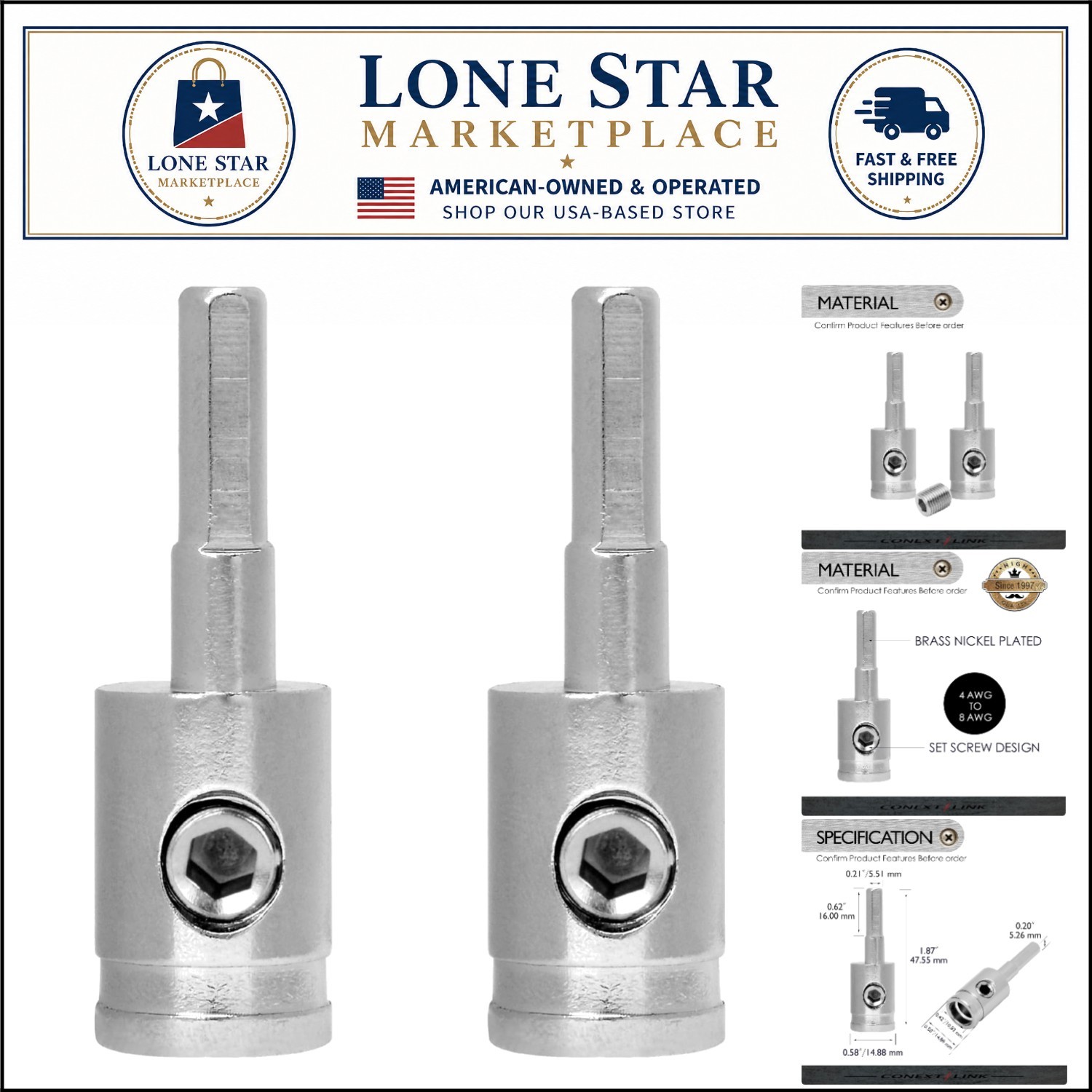 Quality Alloy Brass Wire Reducer 2-Pack - Non-Insulated Connection Solution