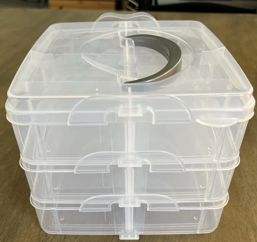 Stackable Storage Container, Coear Plastic, 6 Compartments, Square, 8x8x6 in
