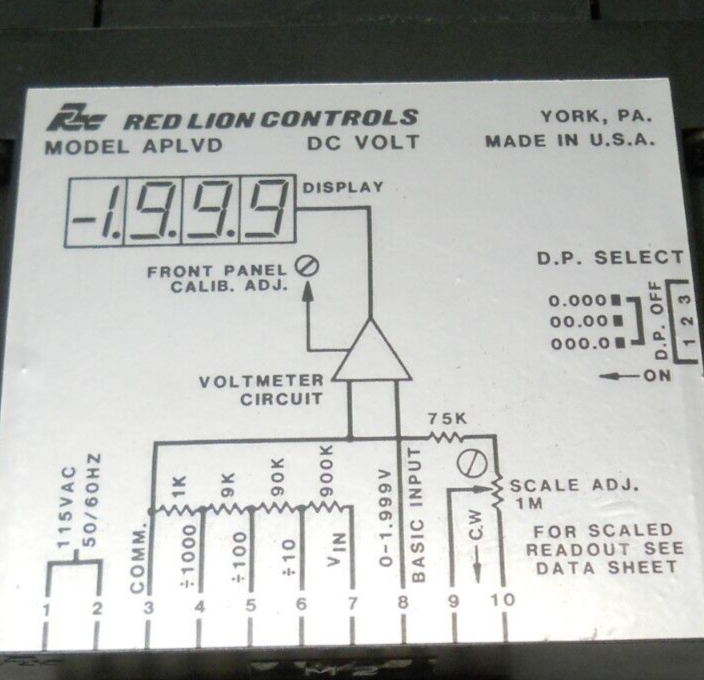 RED LION APLVD400 VOLT METER, DC VOLT, MODEL APLVD