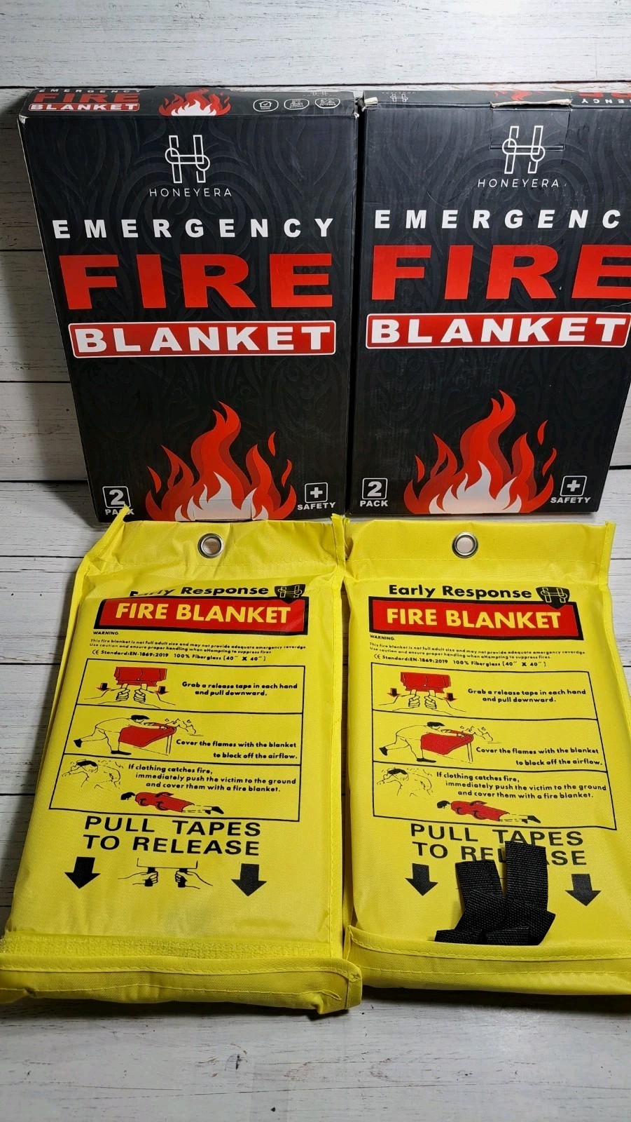 Emergency Fire Blankets 4 Pack, Easy to Use for Fire Suppression Fiberglass