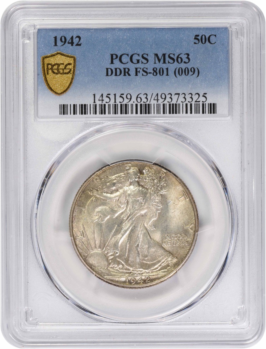1942 Walking Liberty Silver Half Dollar DDR FS-801 MS63 PCGS