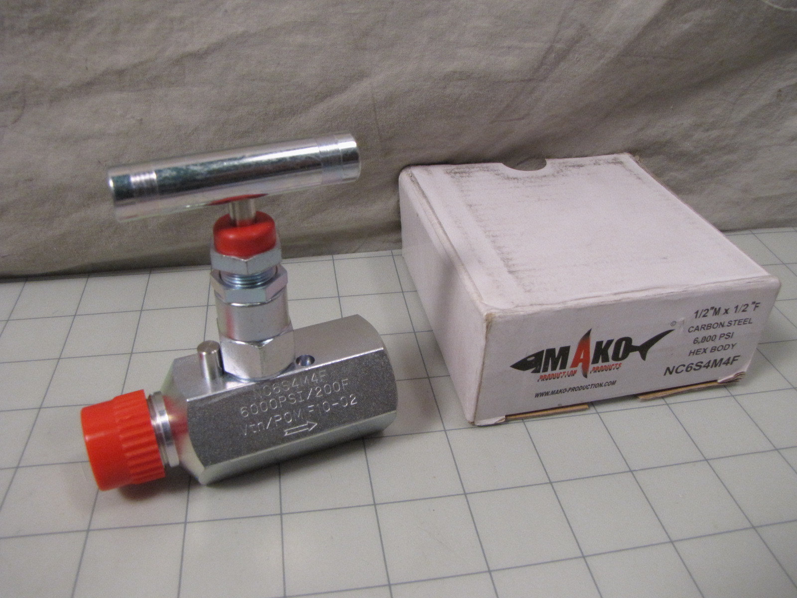 Mako NC6S4M4F Standard Needle Valve 1/2" M x 1/2" F Carbon Steel 6,000 PSI NEW