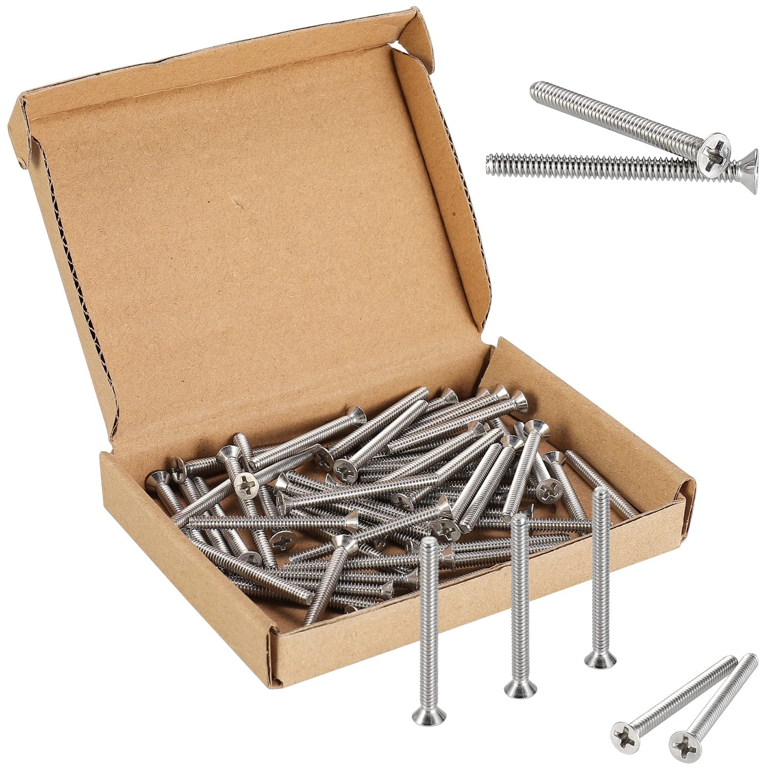 50Pcs Extra Long Outlet Screws, Phillips Flat Head, Electrical Wall Plate Swi...