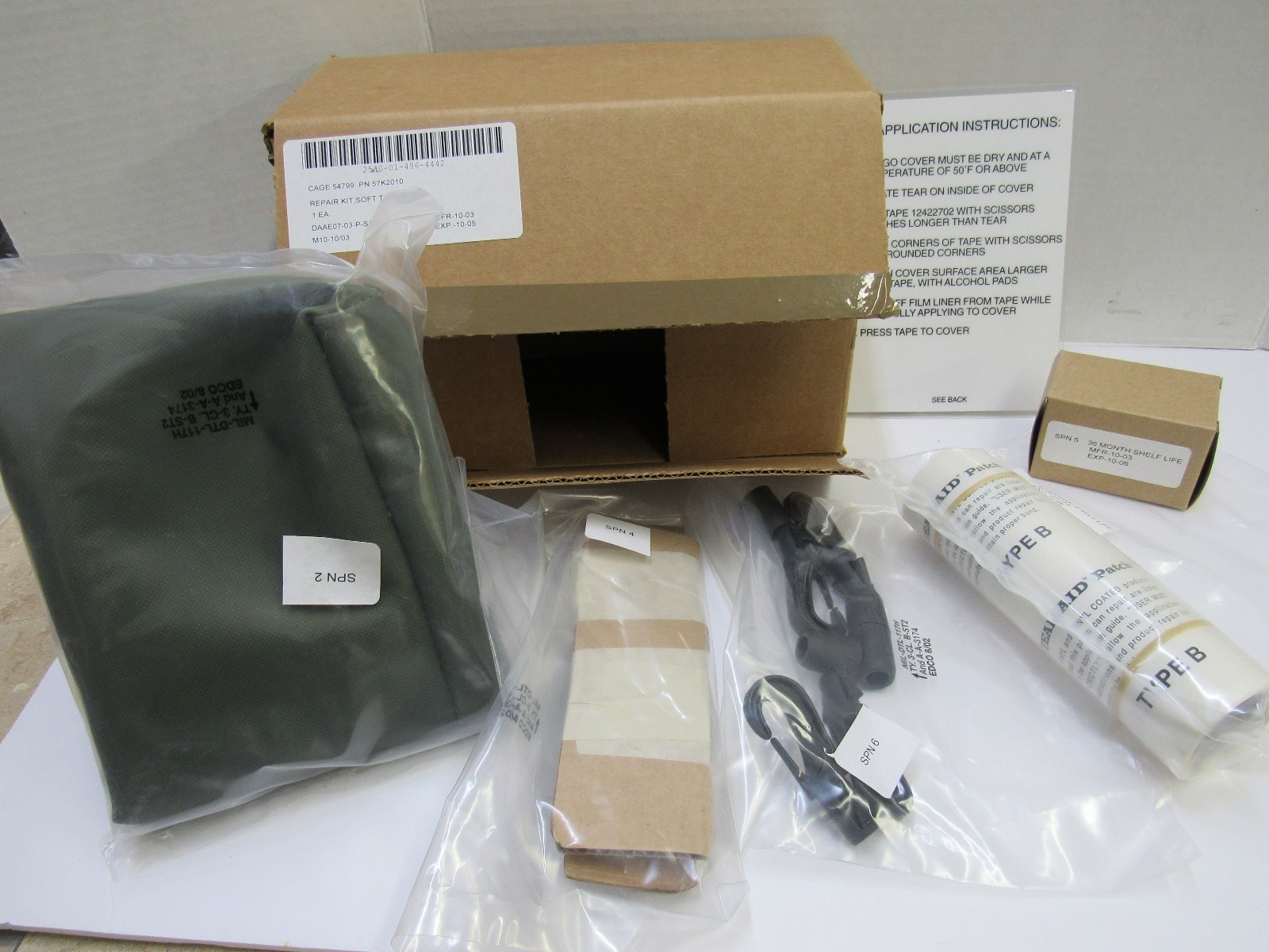 NOS US Military Vehicle Soft Top Cargo Cover Repair Kit Tarp Tent HMMWV M35