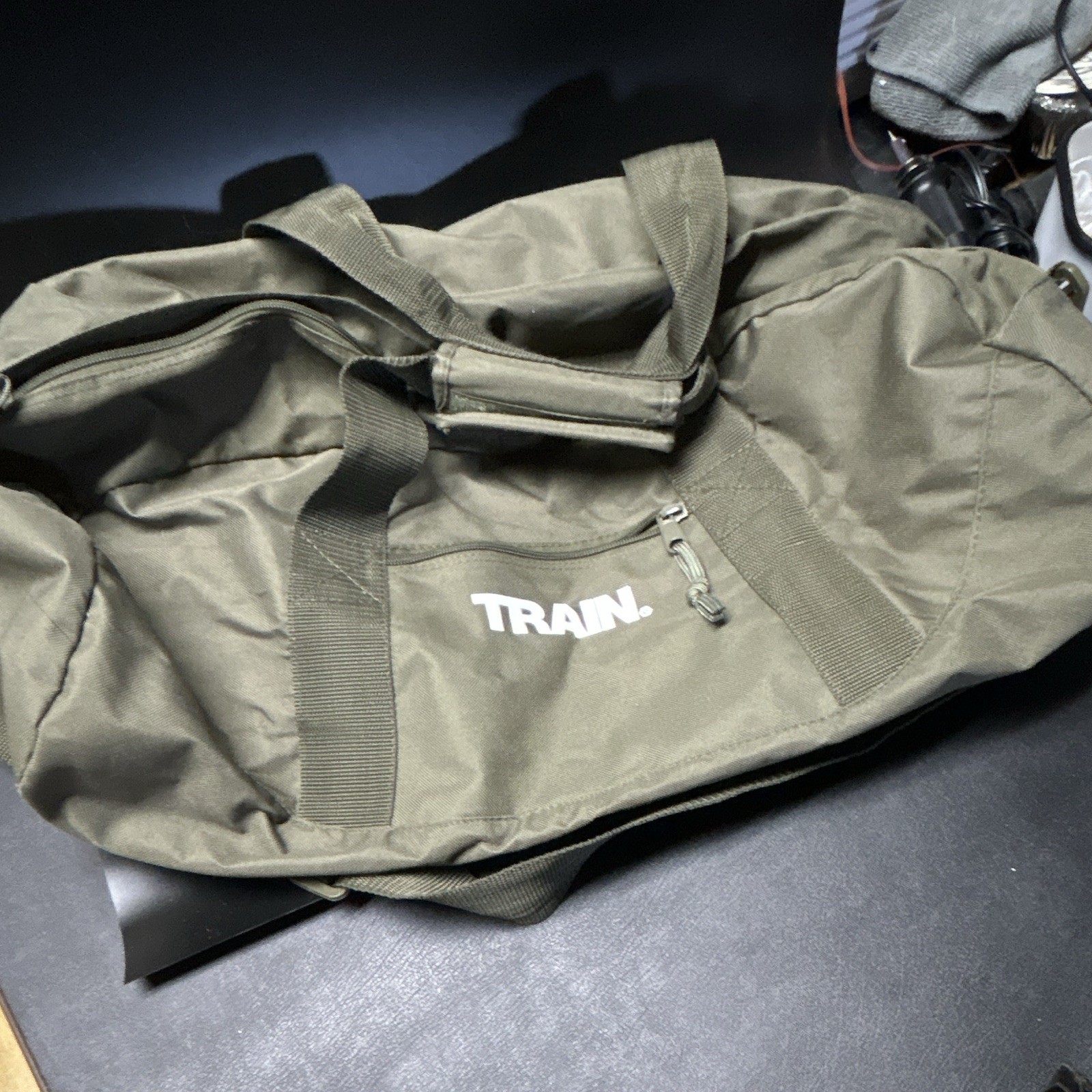 Train Green Nylon Duffle Bag, Solid, Adjustable Shoulder Strap, 18" & Under