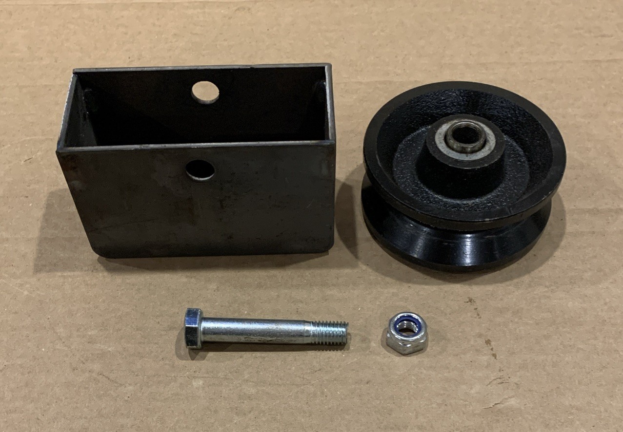 4" V Groove Sliding Gate Cast Iron Roller Wheel Axle with Mounting Box