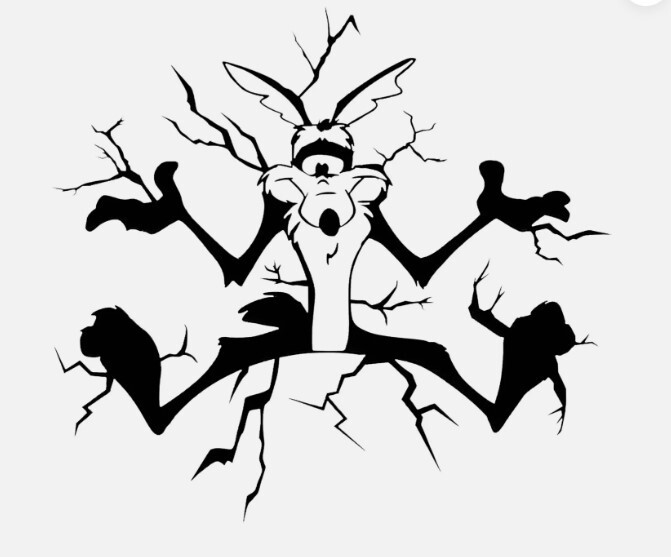 WILE E COYOTE VINYL DECAL STICKER WILEY FUNNY SPLAT FOR CAR TRUCK JEEP WINDOW