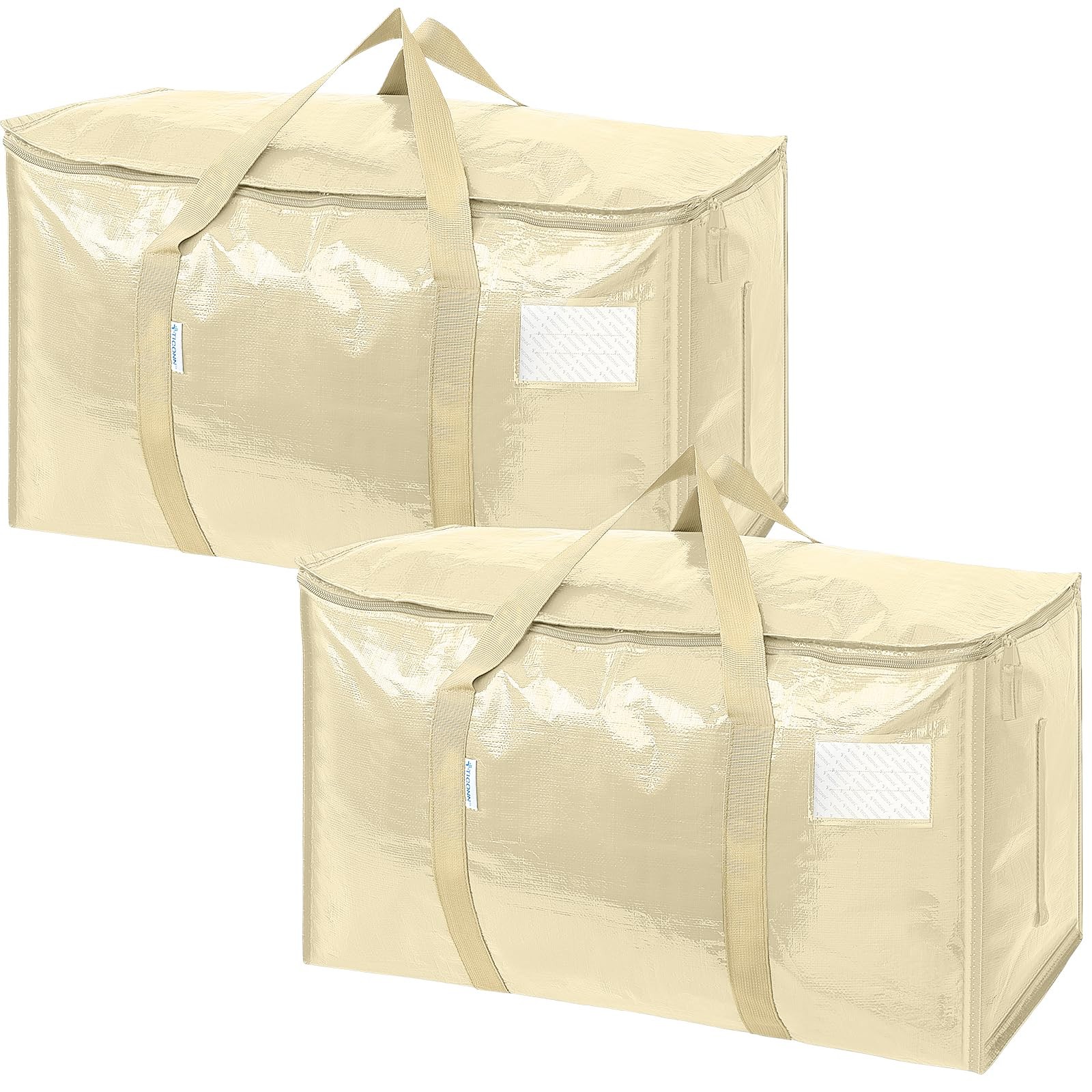 2 Pack Extra Large Moving Bags Heavy Duty with Zippers & Carrying Handles, Du...
