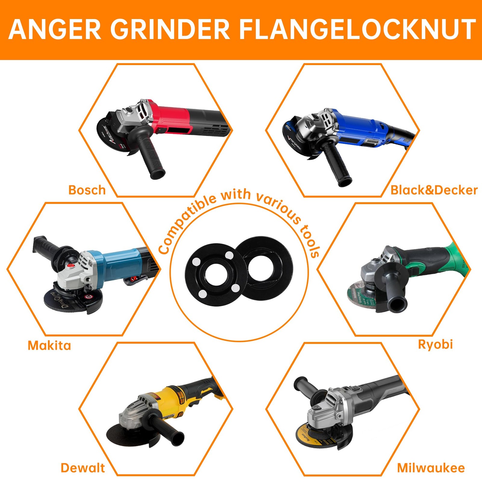 7PCS Angle Grinder Nut Wrench Kit，5/8-11 Flange Metal Lock...