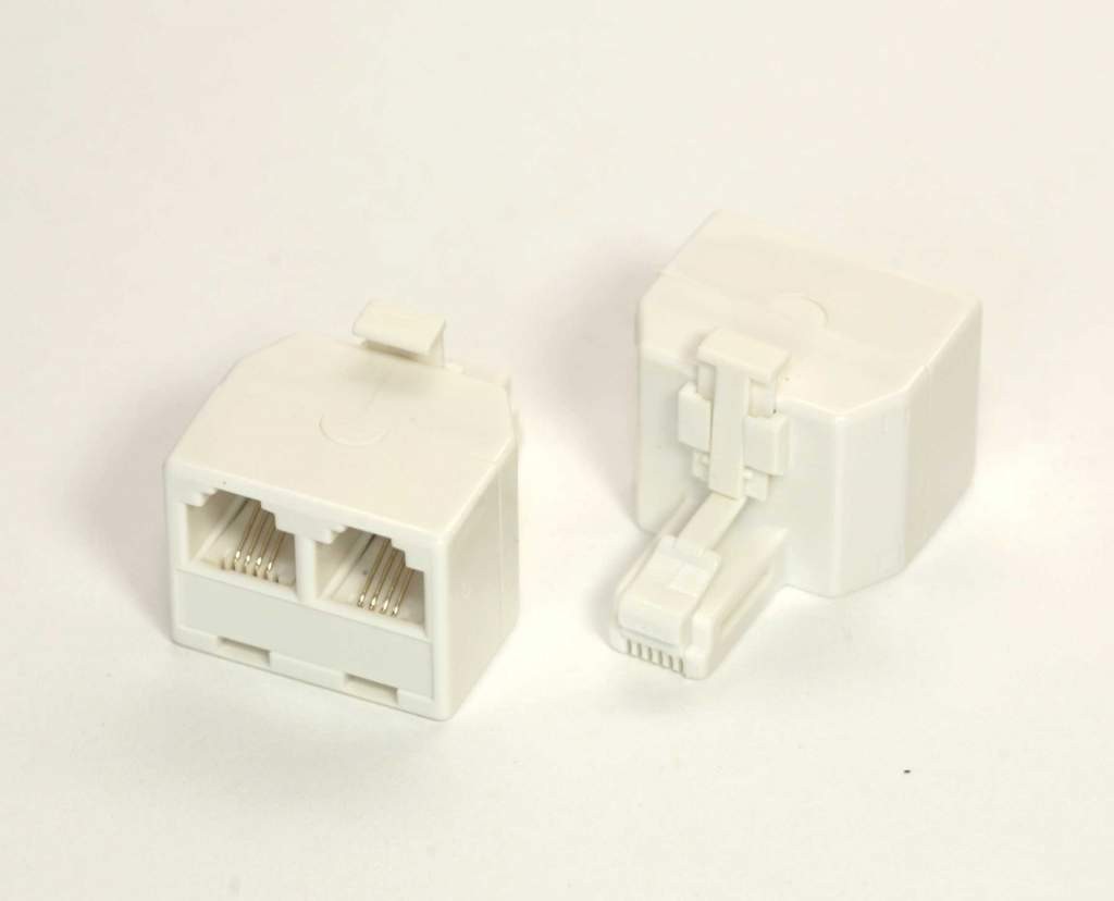 Phone LINE Splitter RJ11 DUPLEX Connector 1M to 2F White