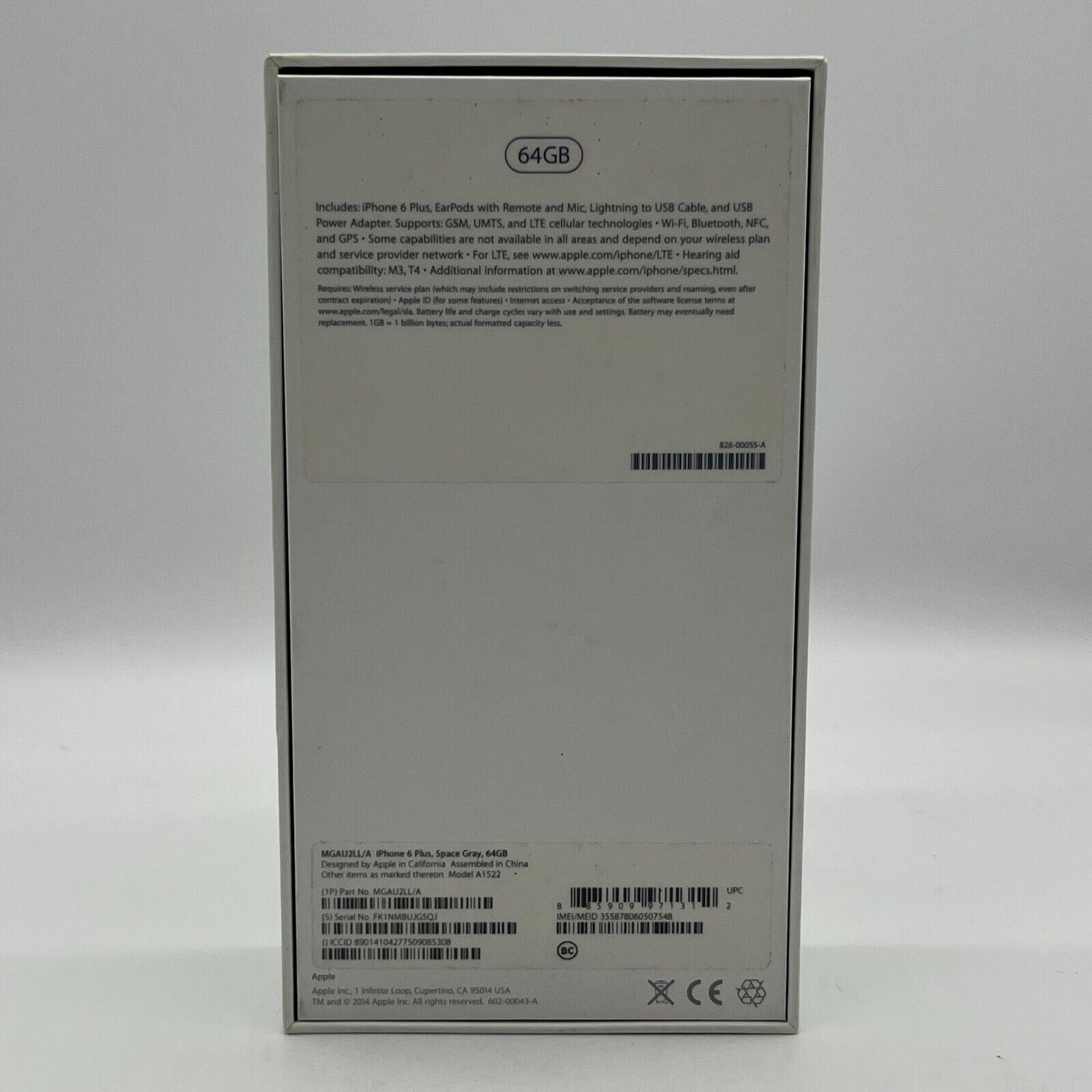 Original Apple iPhone 6 Plus Space Gray Replacement Box W Phone Tray BOX ONLY
