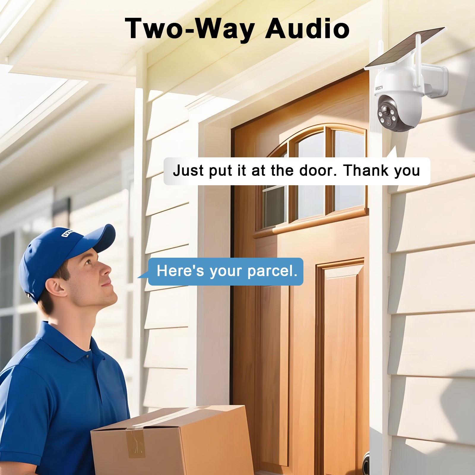ARCCTV Wireless Security Camera System Outdoor WiFi Audio Solar Battery Powered