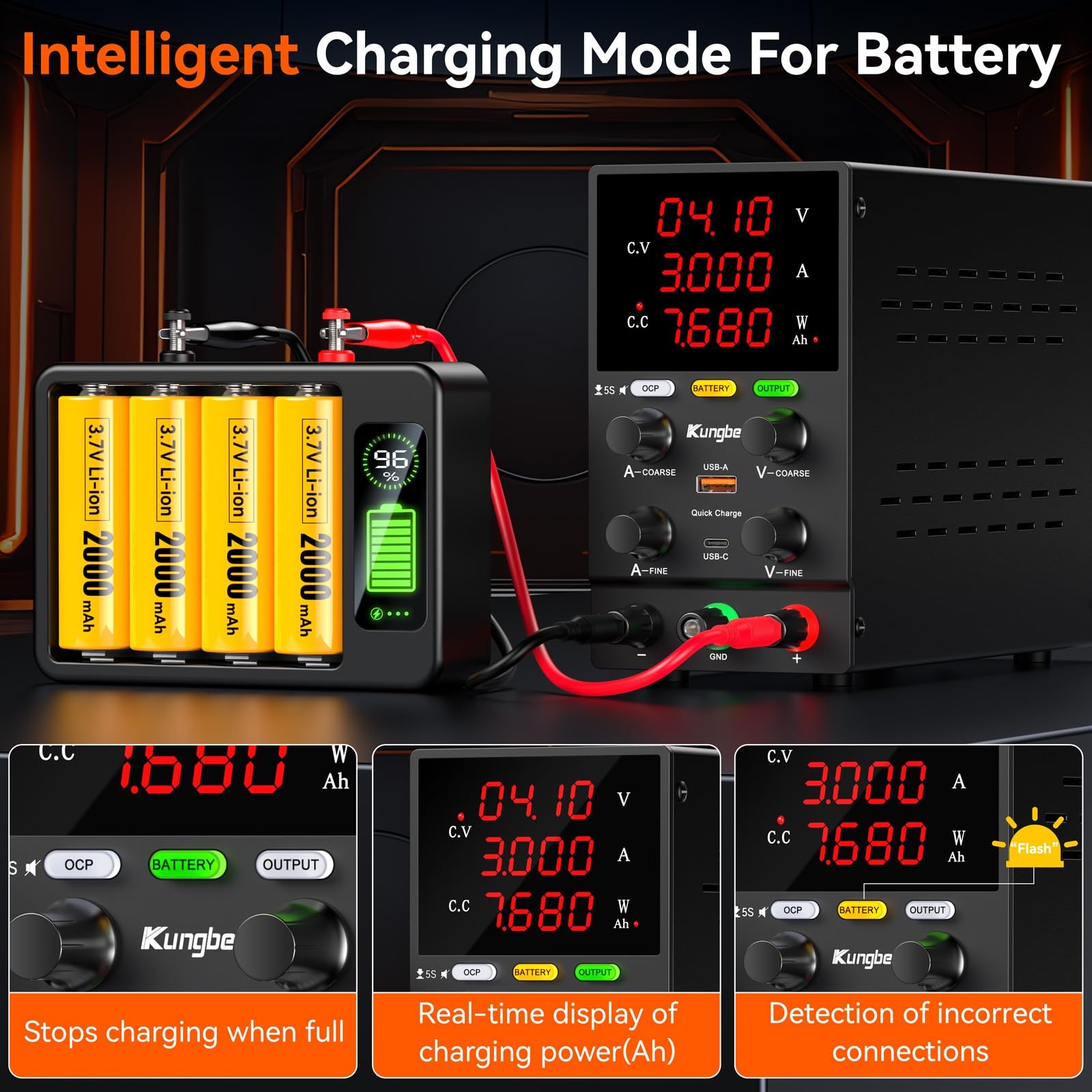 DC Power Supply Variable, 30V 10A Adjustable Switching Regulated DC Bench Pow...