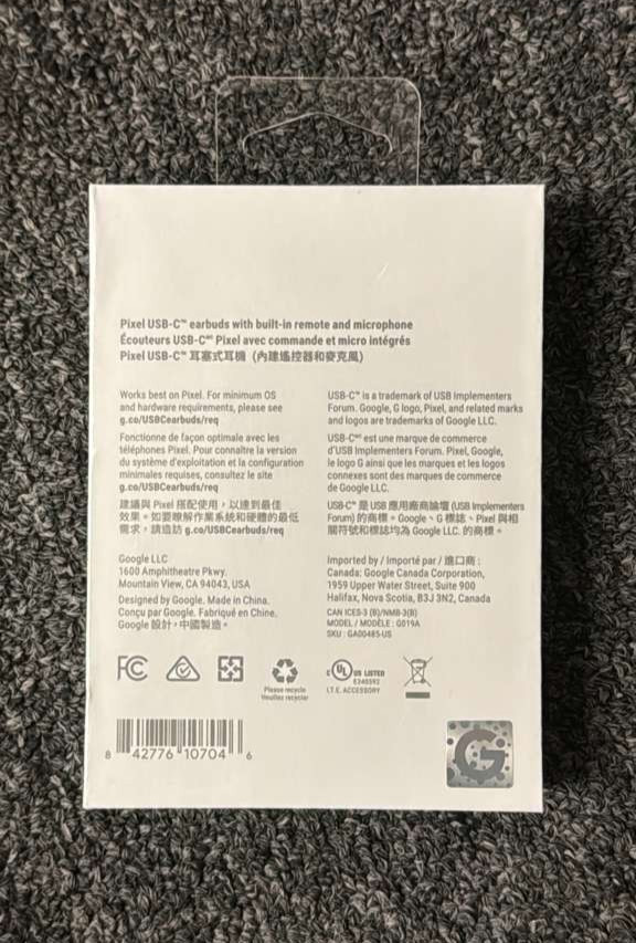 New Sealed! Genuine Google Pixel USB-C Earbuds (Wired) In-Ear Headphones White