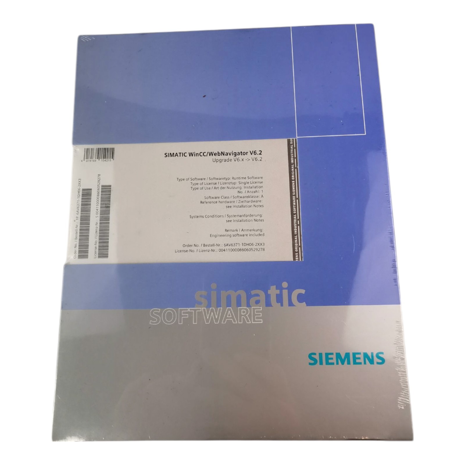 SIEMENS 6AV6371-1DH06-2XX3 WINCC/WEB NAVIGATOR UPGRADE V6.X-> V6.2