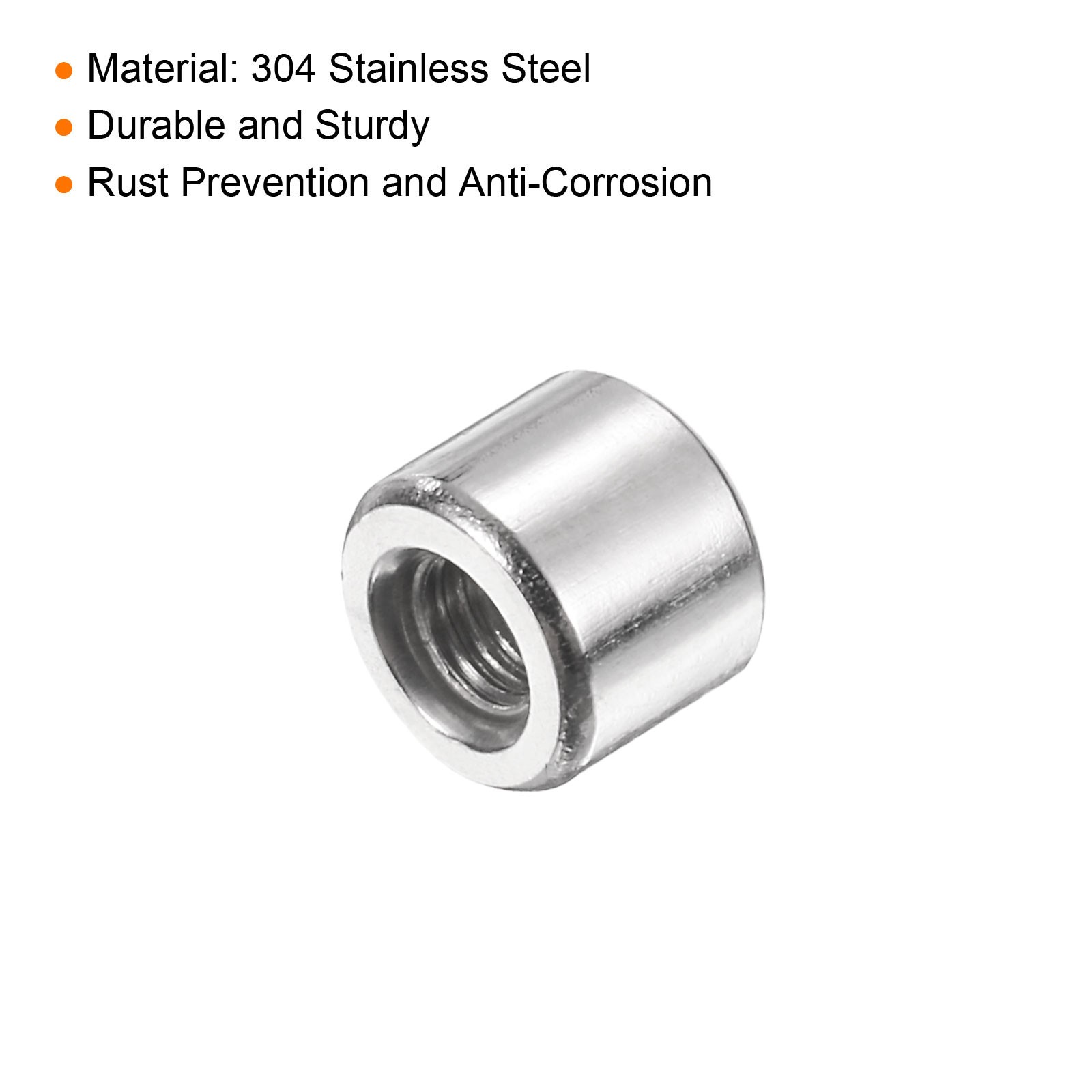 24Pcs Round Connector Nuts, M3x5x6mm Coupling Nut Sleeve Rod Bar Stud Nut