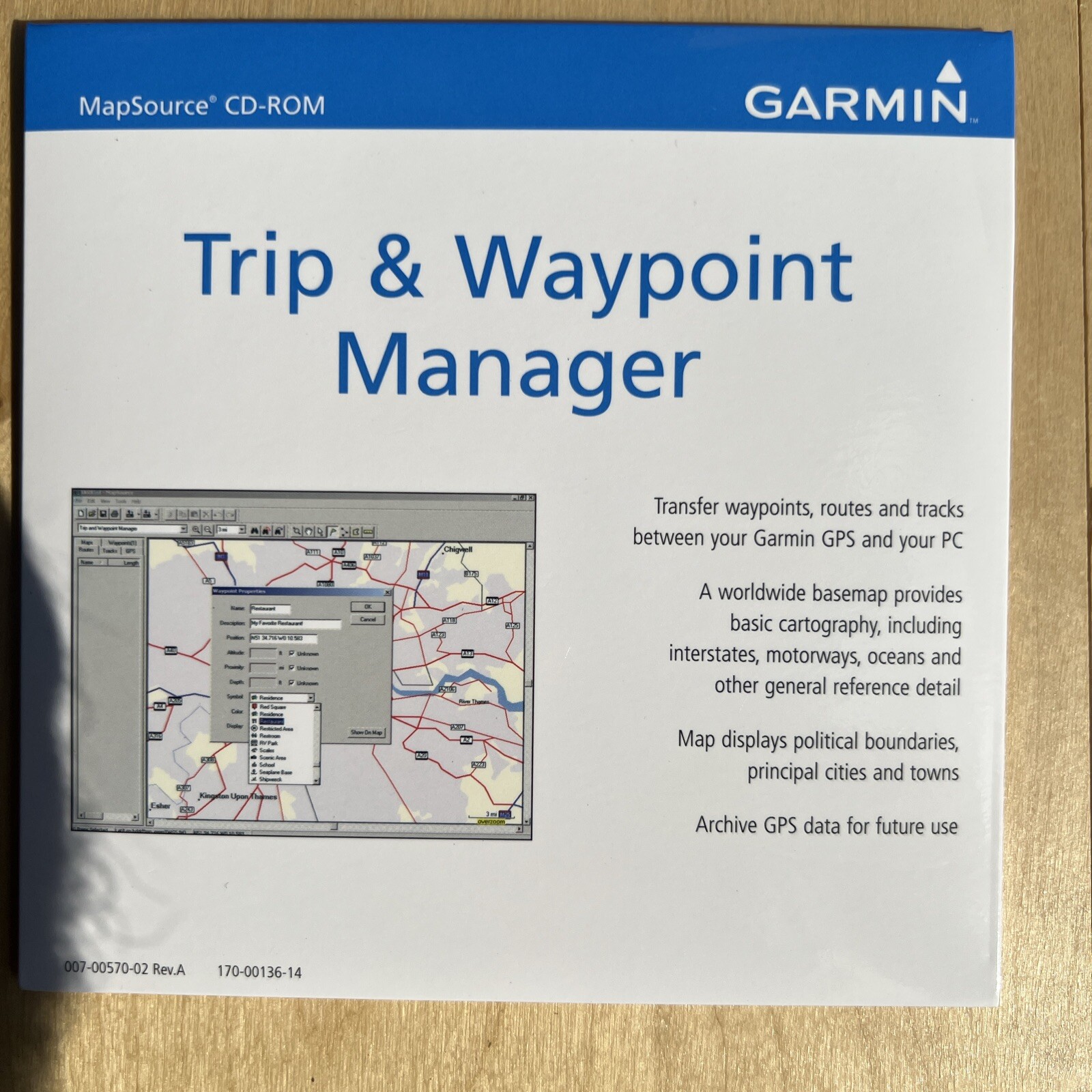Garmin MapSource * Trip and  Waypoint Manager CD  version 5. ** New **