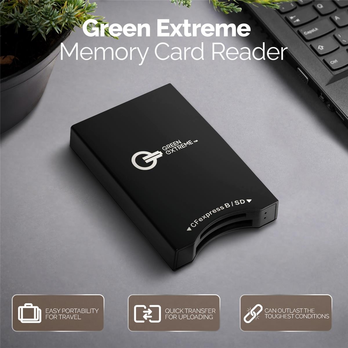 Green Extreme USB-C 3.2 Gen 2 CFexpress Type-B and SD UHS-II Memory Card Reader