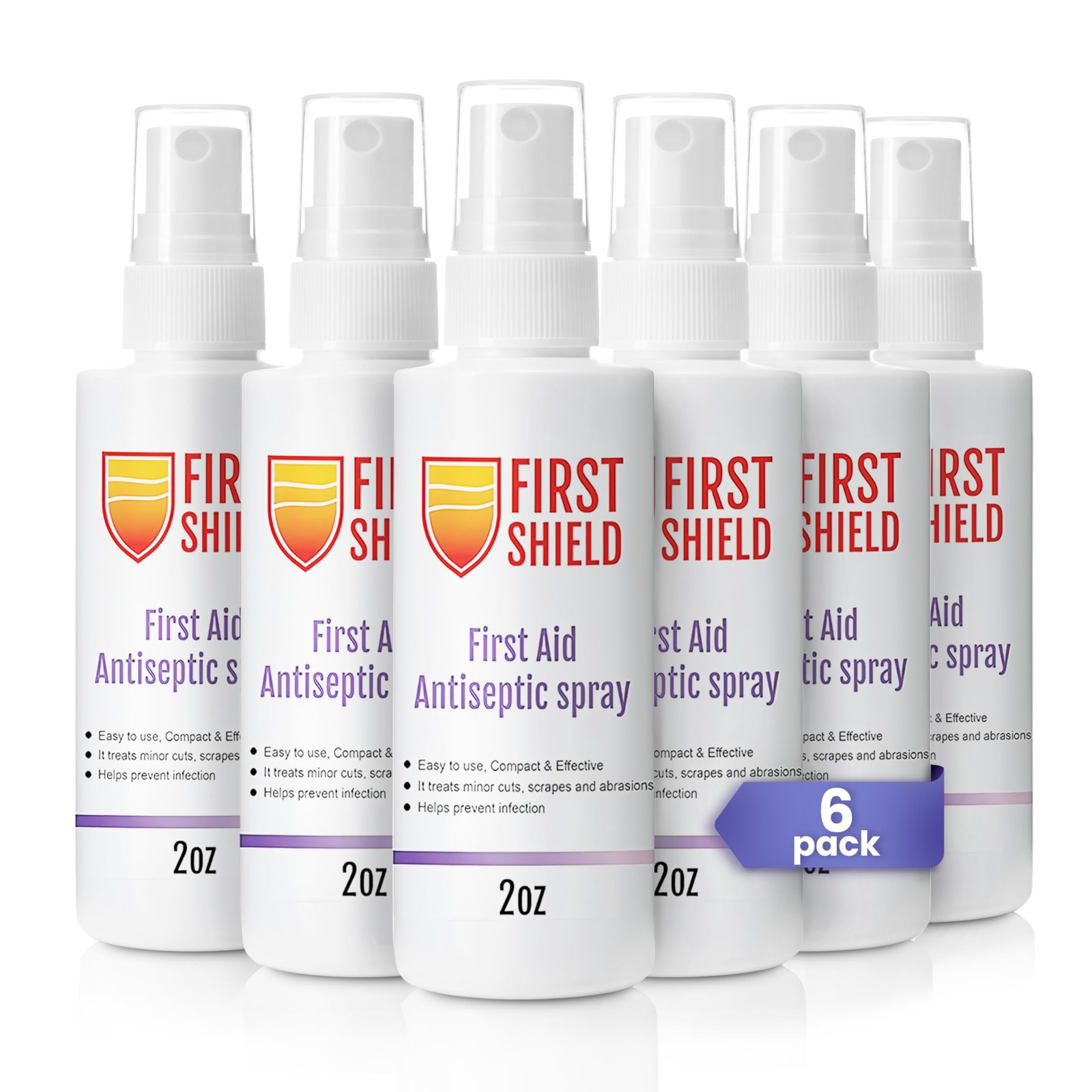 First Aid Antiseptic Spray – Wound Care Cleanser with Benzalkonium 6-Count