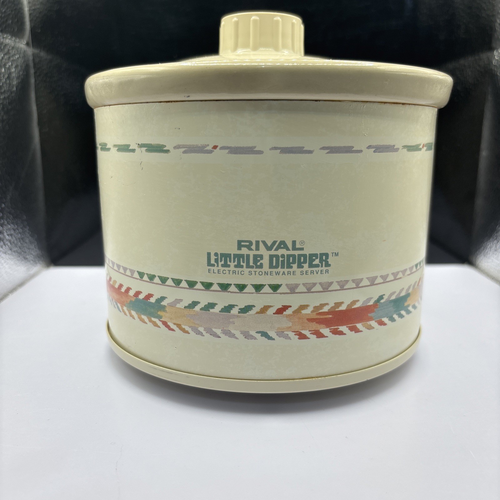 Vtg 80s Rival Little Dipper Mini Crock Pot With Lid Southwest Design Model 3204