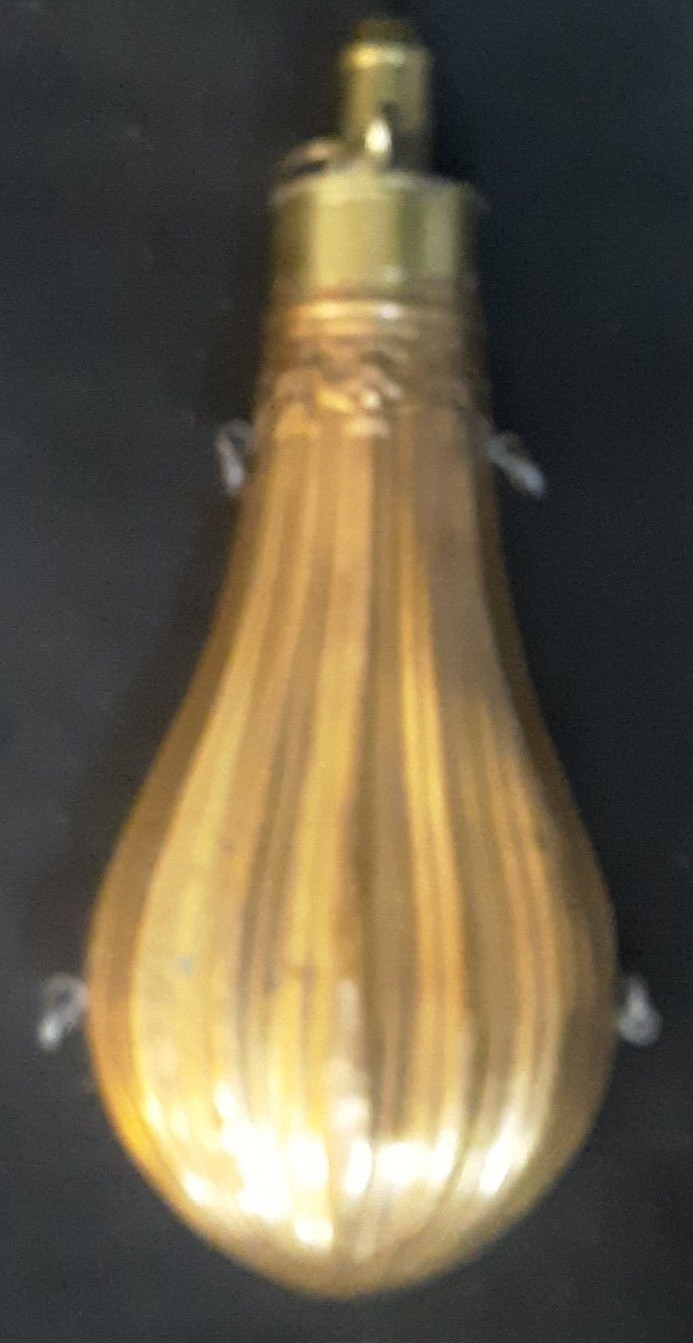 1800's G & JW Hawksley Hunting Brass Black Powder Horn Flask made in France