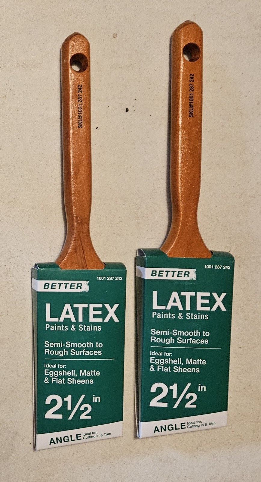 LOT OF 2 - 2 1/2 INCH ANGLED LATEX PAINT BRUSHES for PAINT AND STAINS BRAND NEW