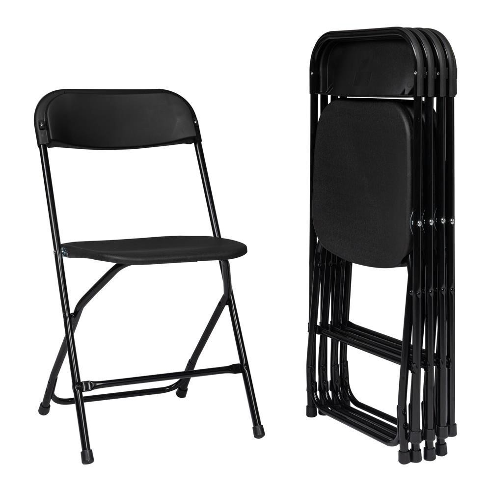 6PCS Wedding Party Event Quality Commercial Plastic Stackable Fold Chairs Black