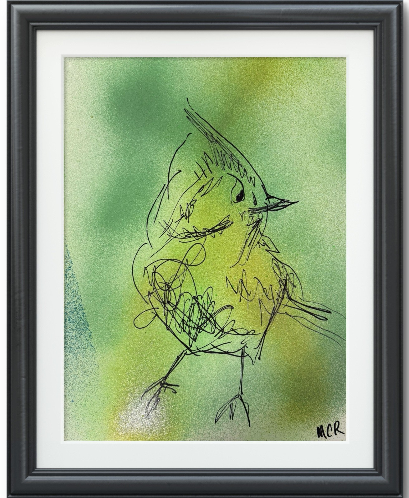 Original Signed Mixed Media Art 9x12 Fine Art ON VERY HEAVY PAPER Bird Drawing