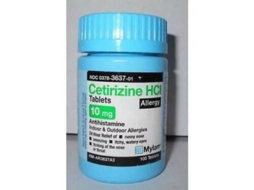 CETIRIZINE 10MG TABLET 500CT MYLAN   STOCK PHOTO   YOU GET 500 TABLETS NOT 100