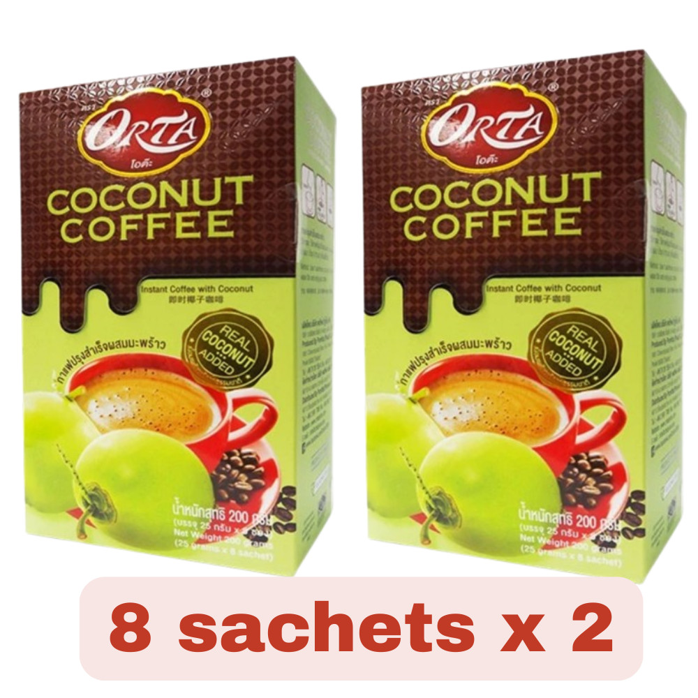 ORTA Coconut Coffee 3-in-1 Instant Arabica Coffee Mix Real Coconut 200g x 2